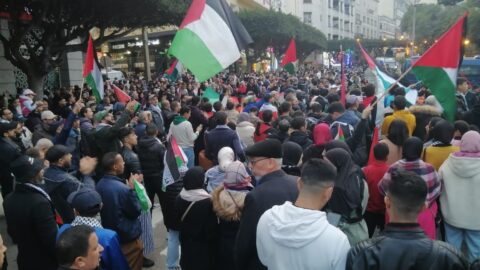 مظاهرة في طنجة أمام قنصلية فرنسا احتجاجا على دعمها لإسرائيل